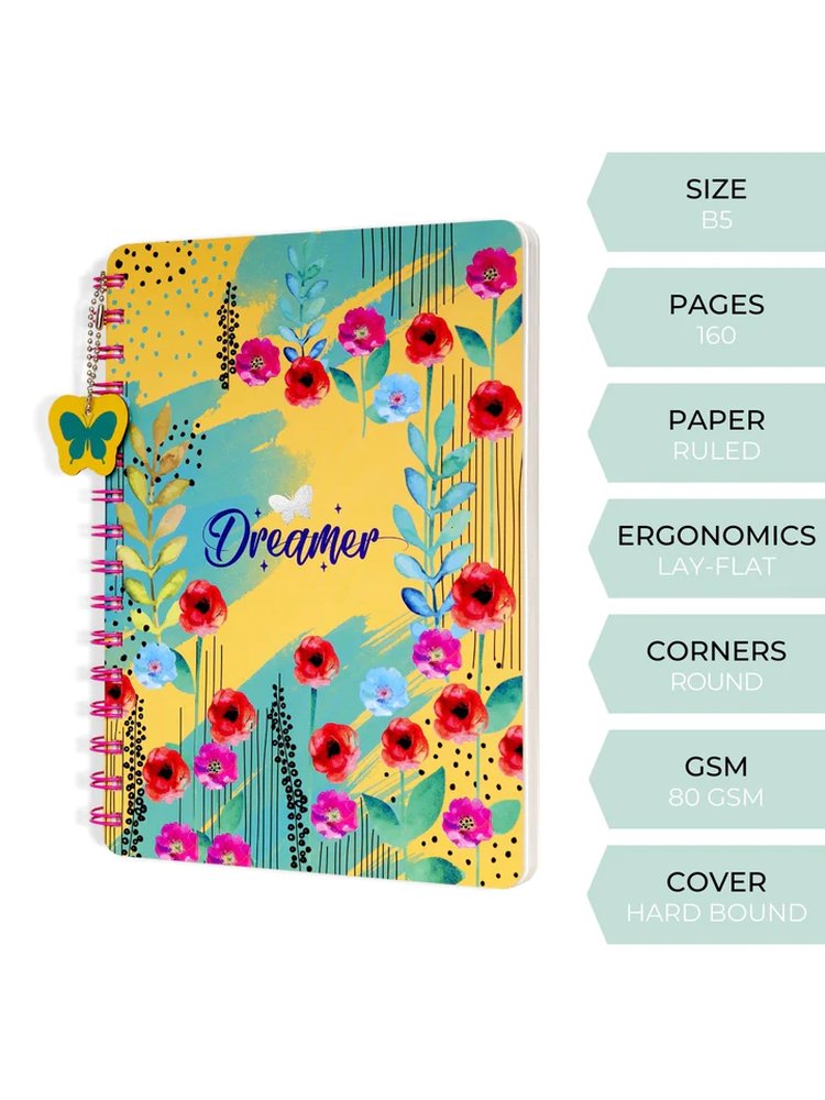 B5 Hard Bound Flower Fun Wiro Notebook