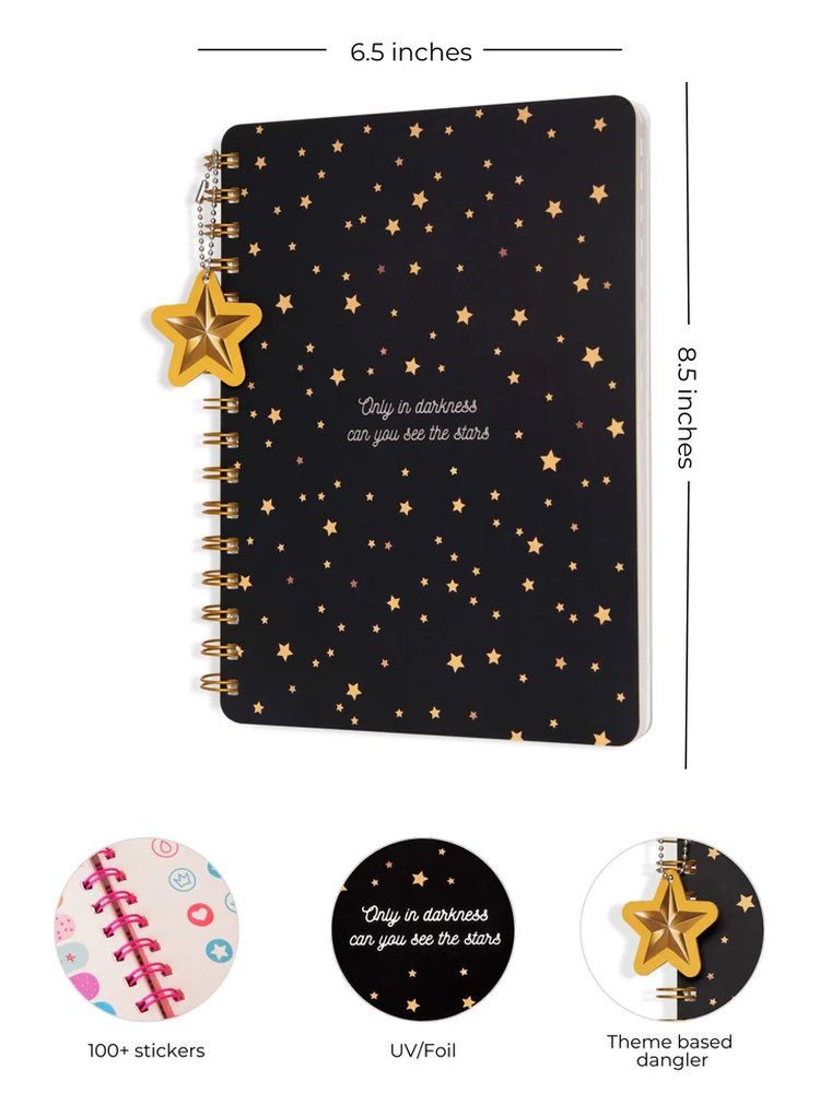 B5 Hard Bound Twinkling Stars Wiro Notebook