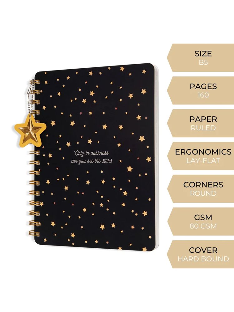 B5 Hard Bound Twinkling Stars Wiro Notebook