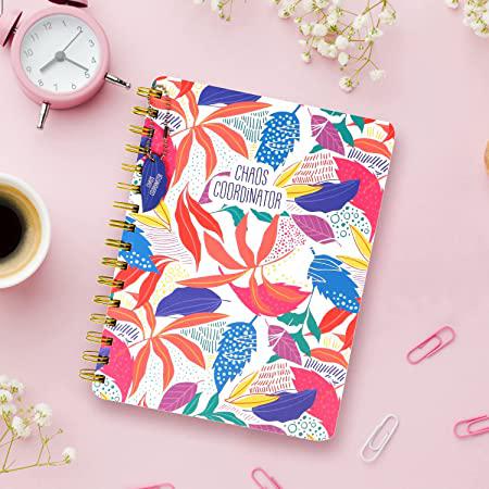 دفتر سلك حجم B5 - تصميم أوراق الشجر الملونة