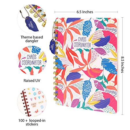 دفتر سلك حجم B5 - تصميم أوراق الشجر الملونة