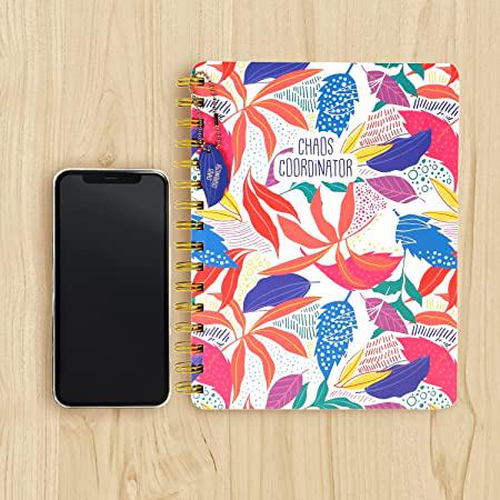 دفتر سلك حجم B5 - تصميم أوراق الشجر الملونة