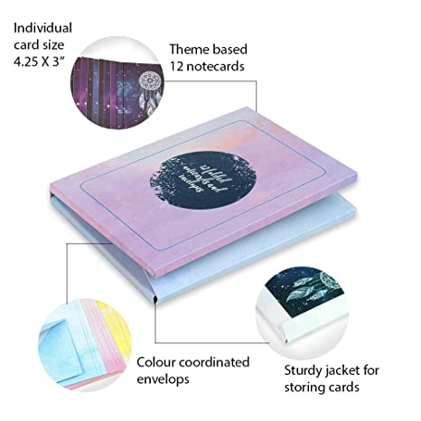 مجموعة من 12 بطاقة هدية مع مغلف - تصميم الكواكب