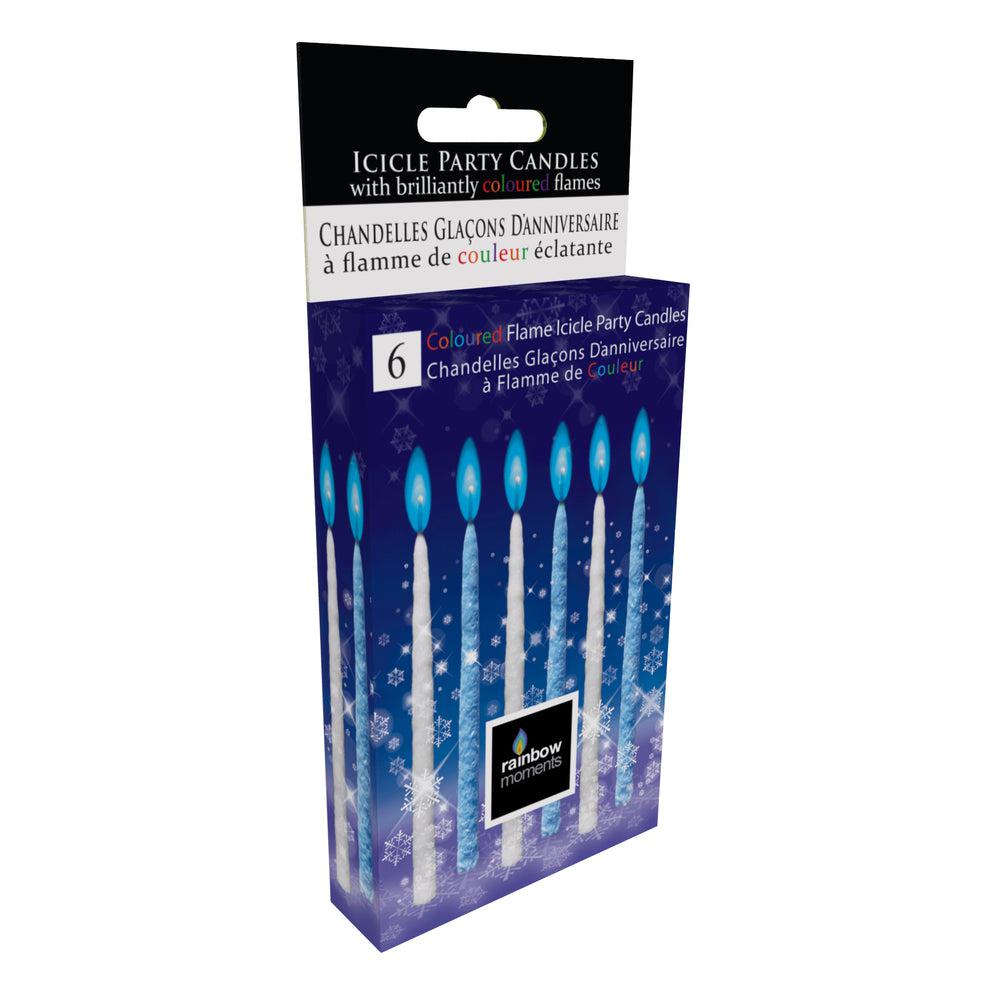 شموع جليدية زرقاء وبيضاء