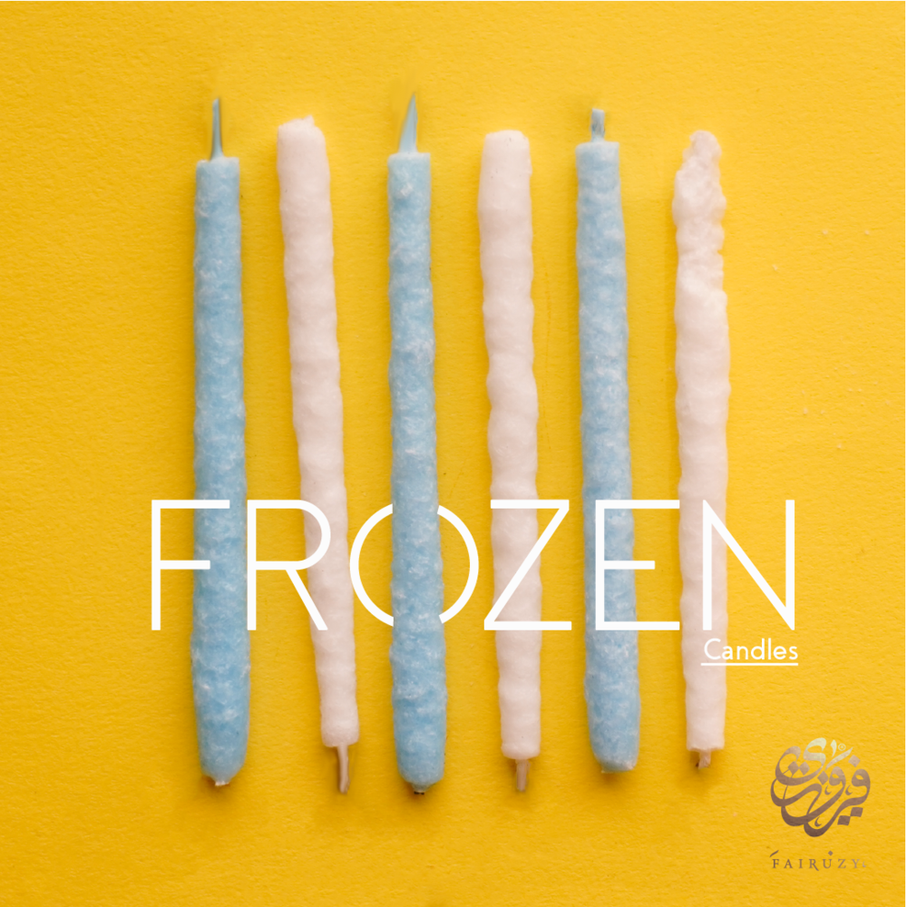 شموع جليدية زرقاء وبيضاء