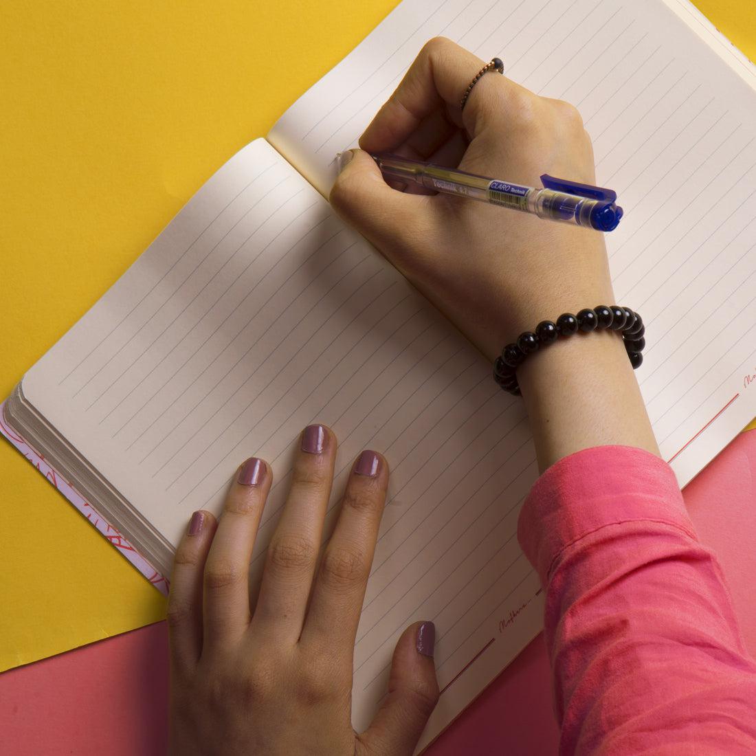 Pink Vintage Floral Rubber Band Notebook A5