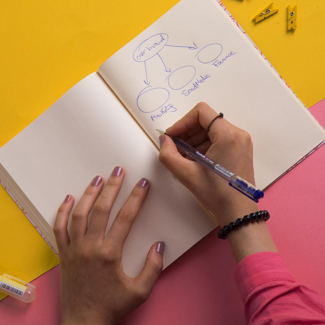 Blue Vintage Floral Rubber Band Notebook A5