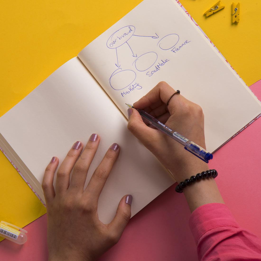 Pink Vintage Floral Rubber Band Notebook A6