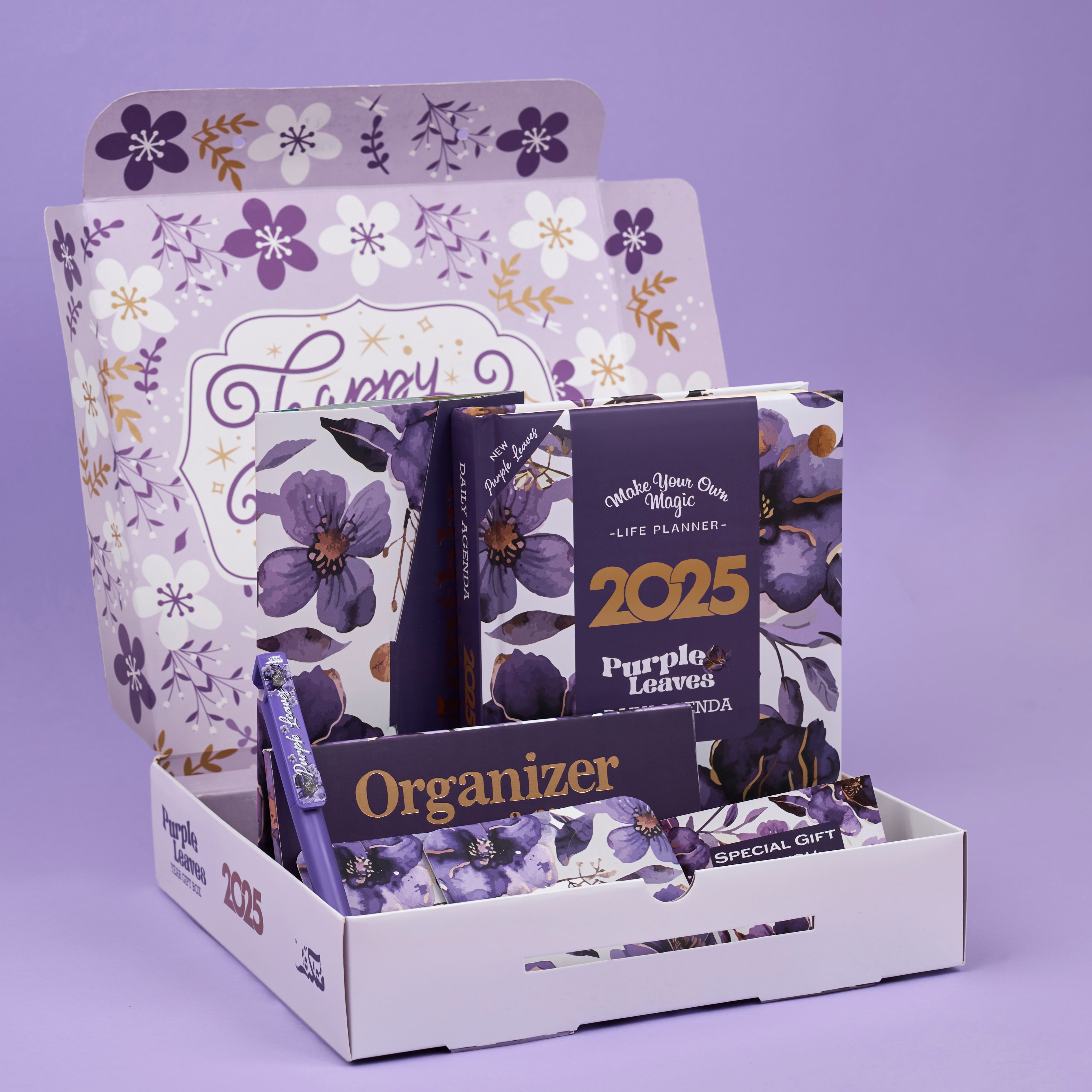 Agenda Gift Set 2025 - Purple Leves