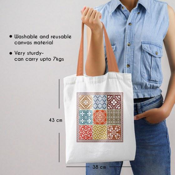 Turkish Tile Canvas Tote Bag