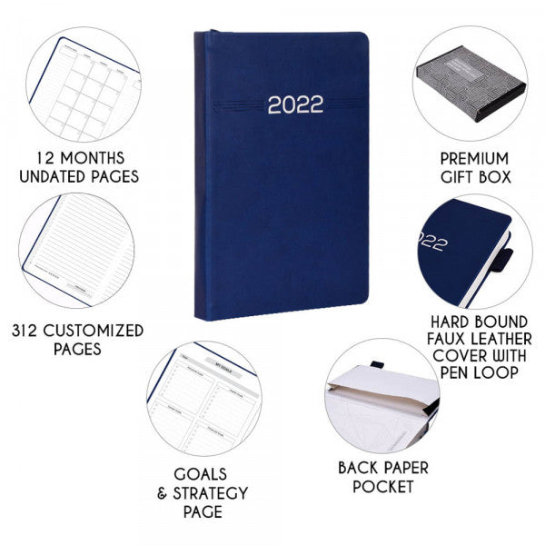 Doodle Productivity Yearly Planner New Dawn 2022 A5 Planner/Organizer Ruled 312 Pages  (Blue)